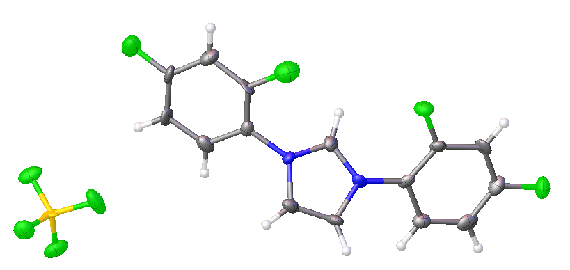 picture of the molecular structure of 2,4-difluoro NHC salt