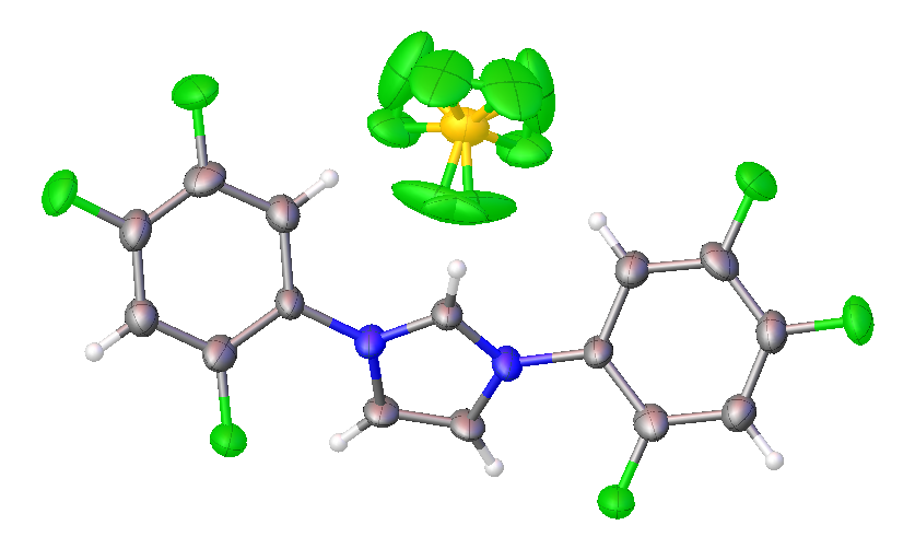 picture of the molecular structure of 2,4,5-trifluoro NHC salt