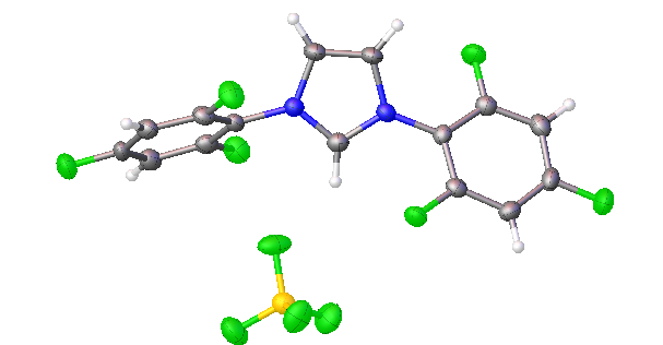 picture of the molecule structure of 2,4,6-trifluoro NHC slat